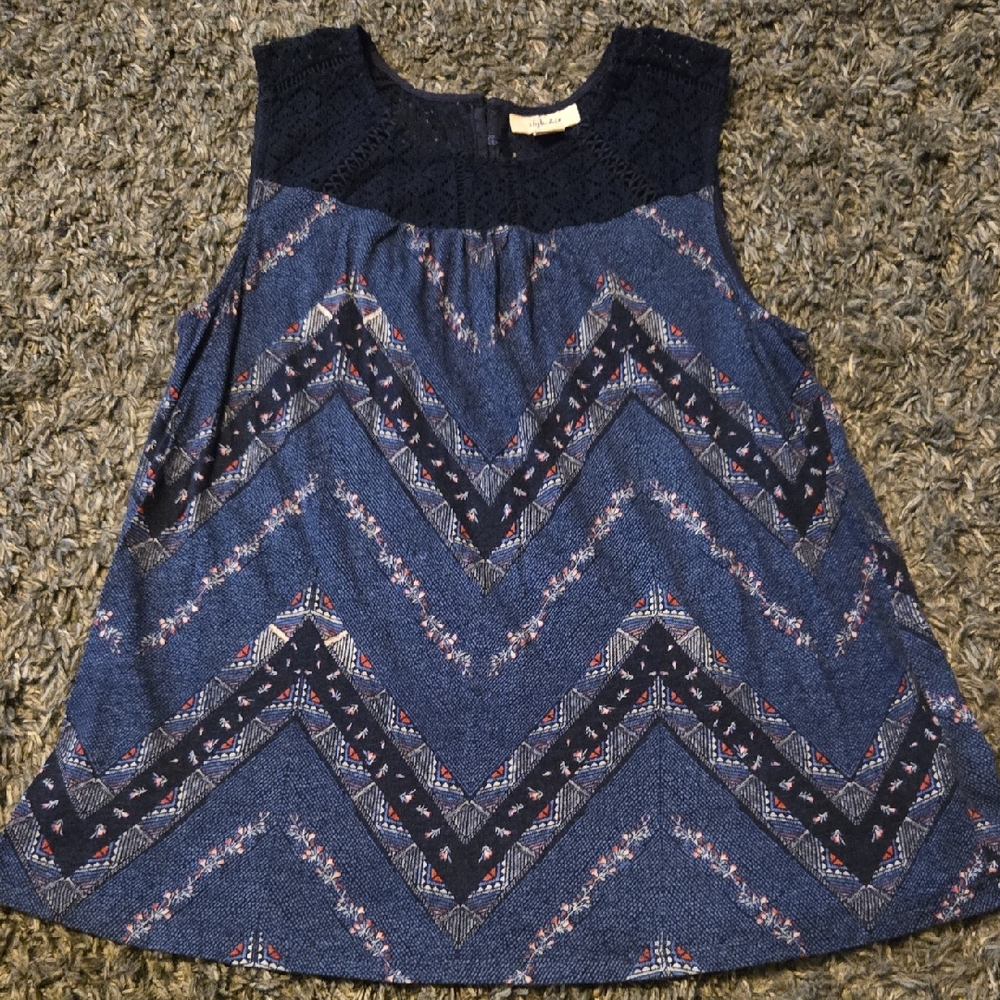 Style & Co. Blue Chevron Blouse